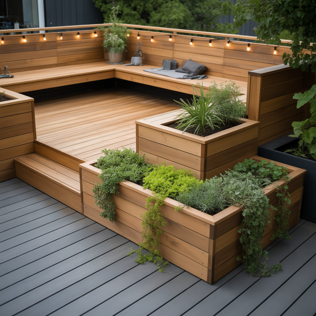 deck ideas planter boxes benches
