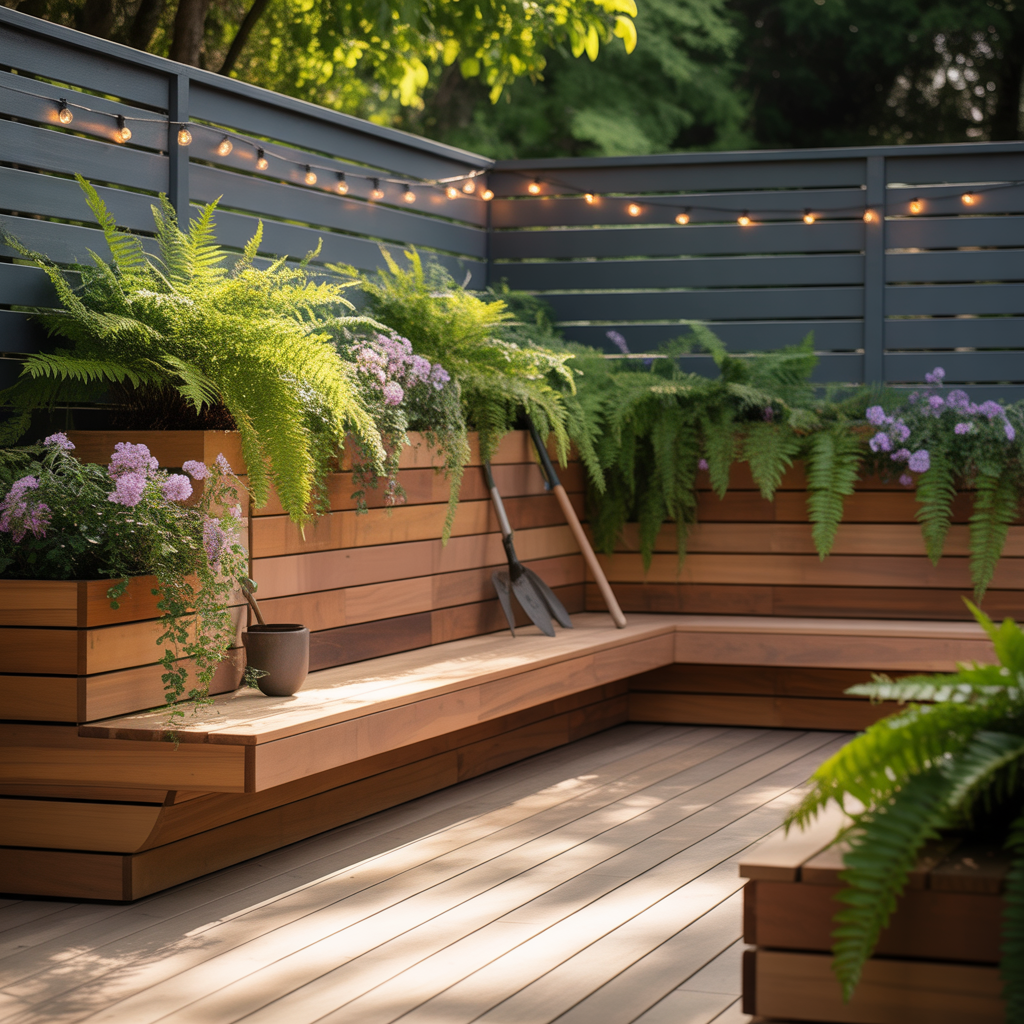 deck ideas planter boxes benches