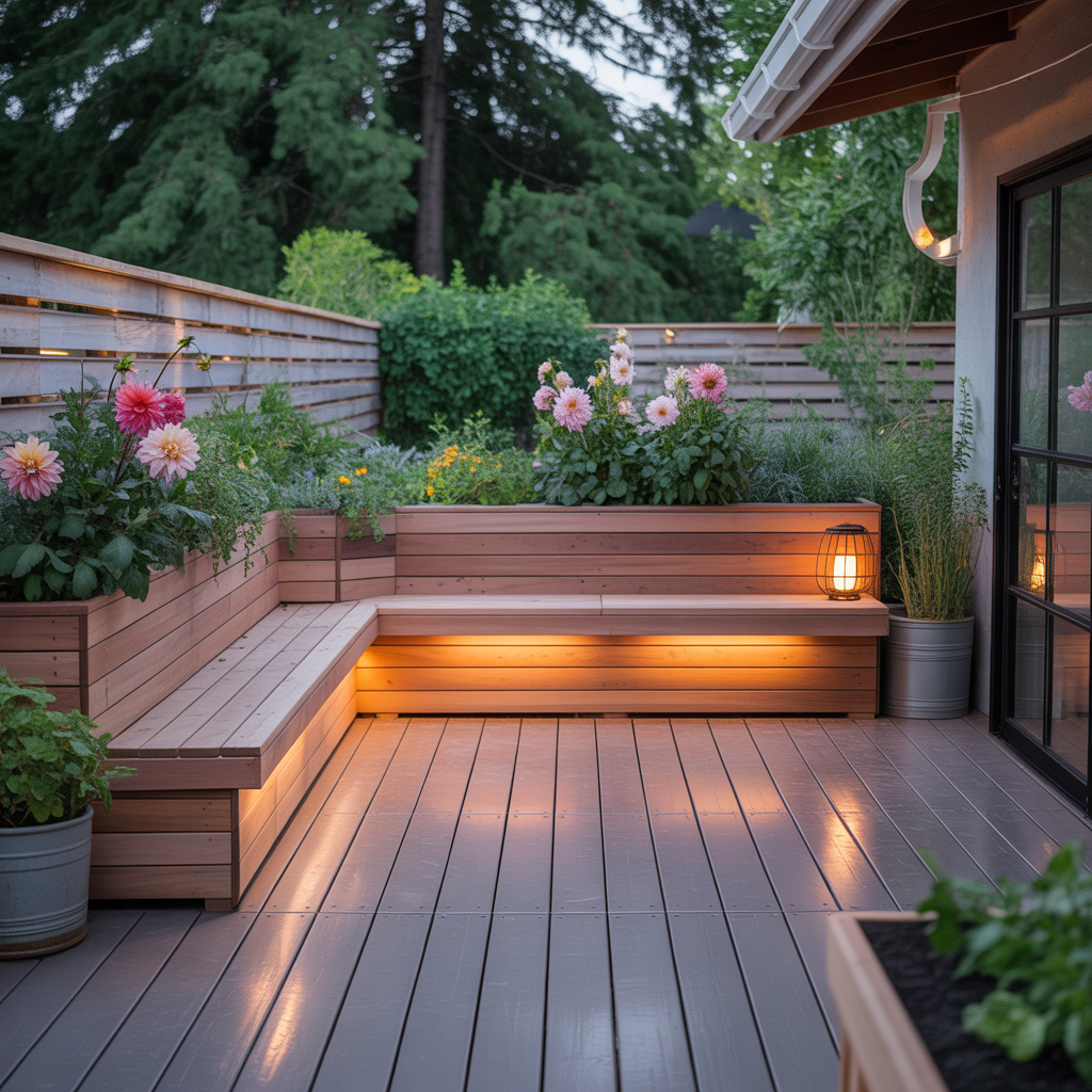 deck ideas planter boxes benches