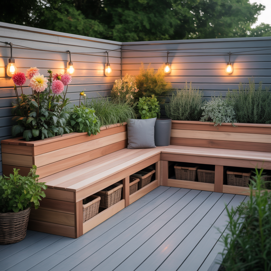 deck ideas planter boxes benches