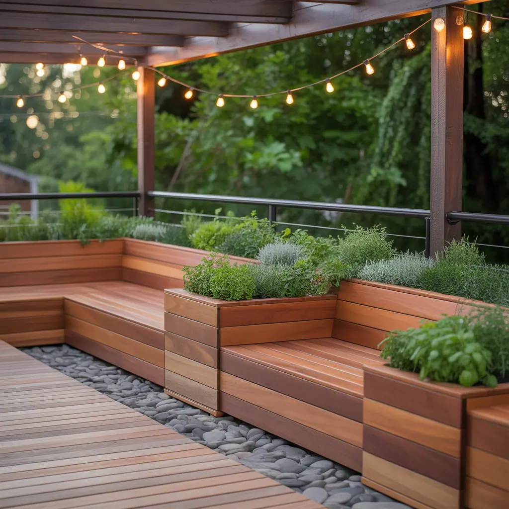 deck ideas planter boxes benches