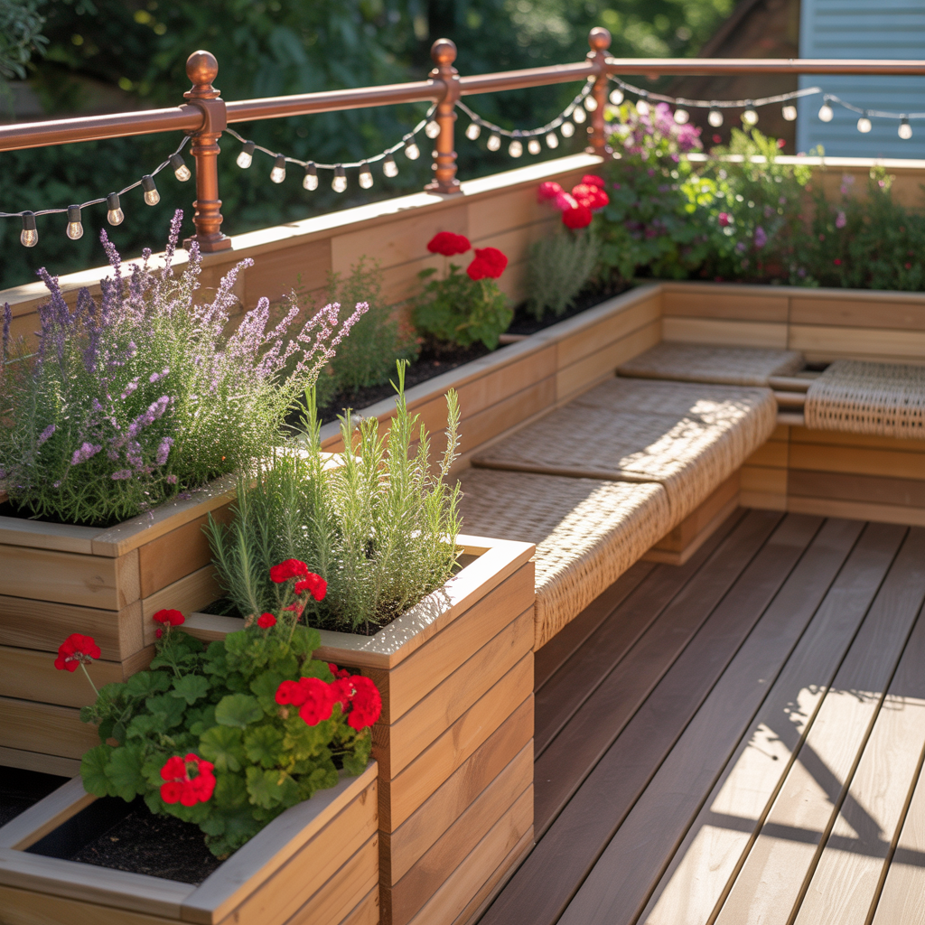 deck ideas planter boxes benches