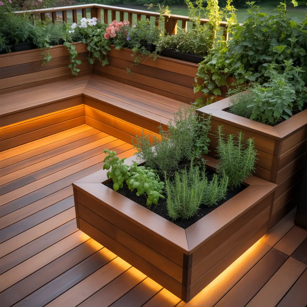 deck ideas planter boxes benches