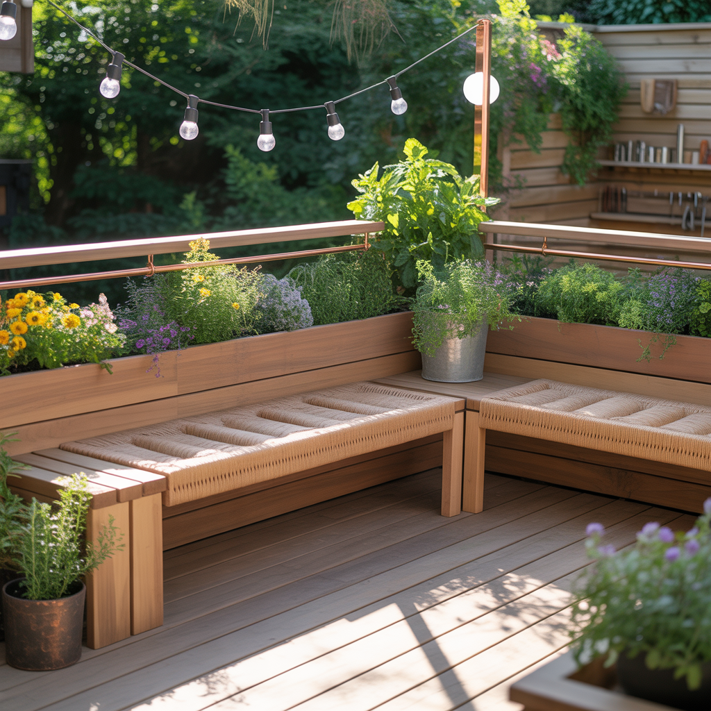 deck ideas planter boxes benches
