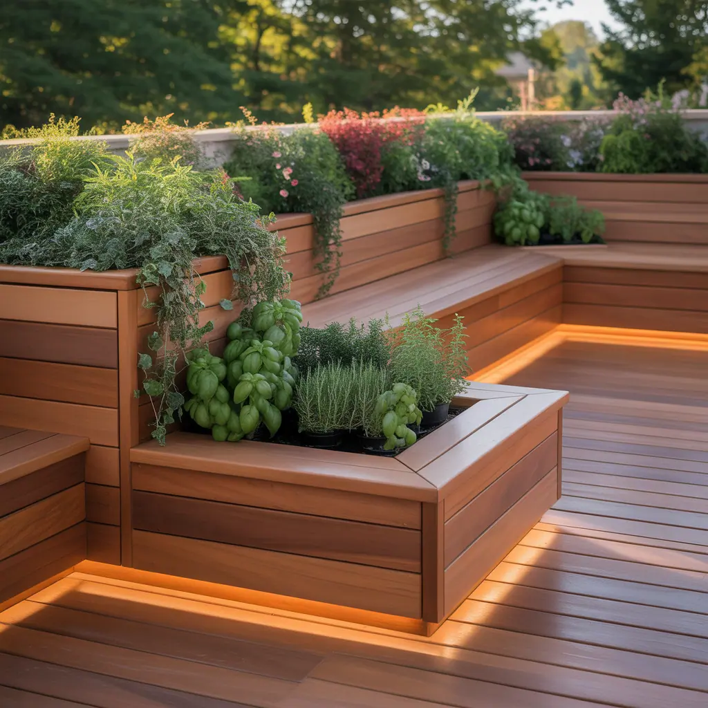 deck ideas planter boxes benches
