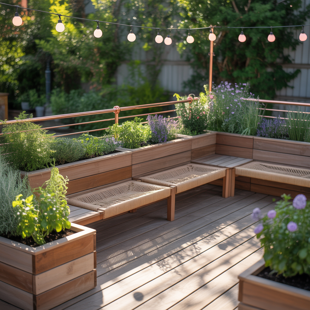 deck ideas planter boxes benches