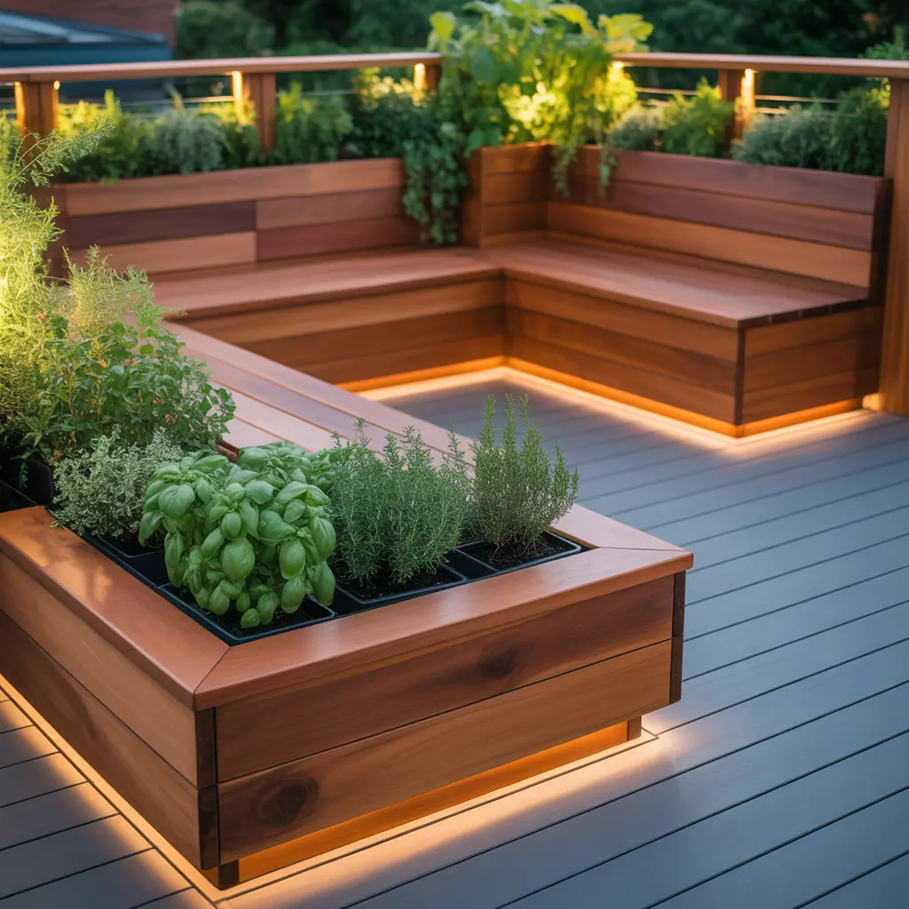 deck ideas planter boxes benches