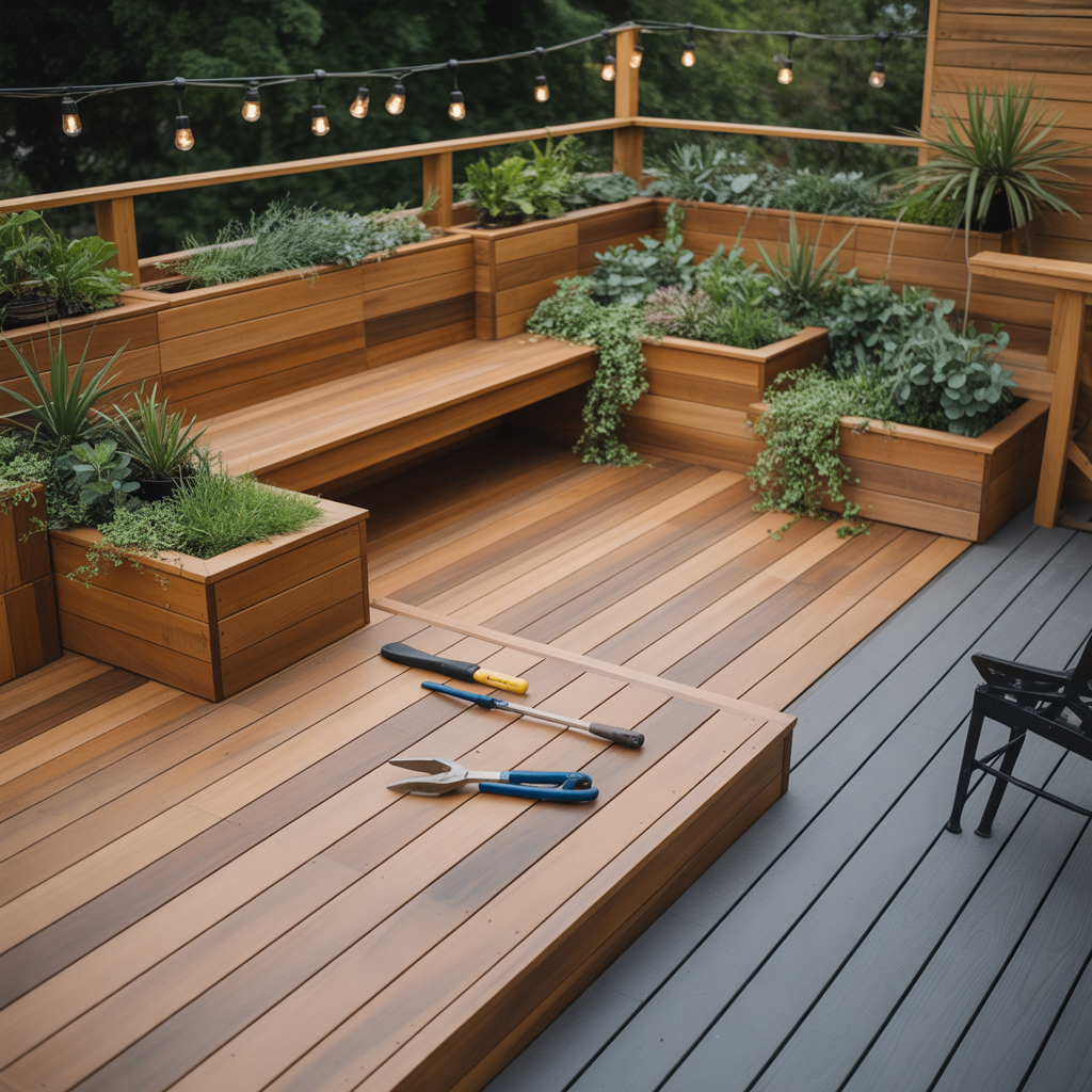 deck ideas planter boxes benches