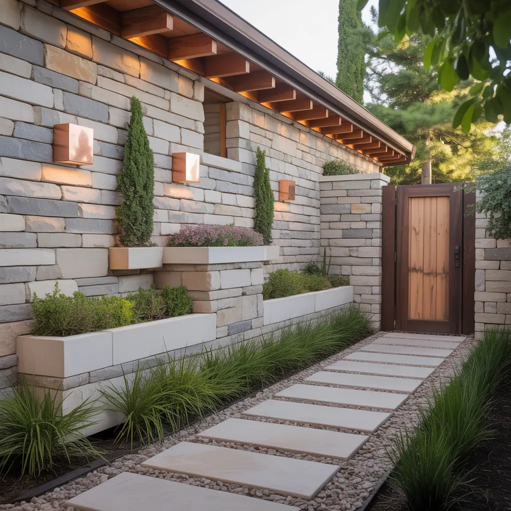 design ideas exterior stone wall