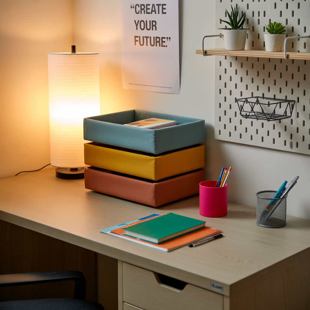 dorm desk organization