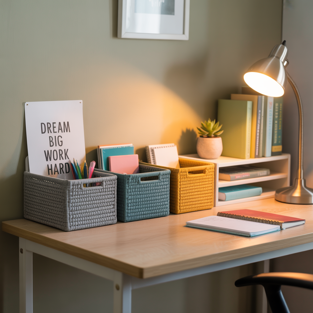 dorm desk organization