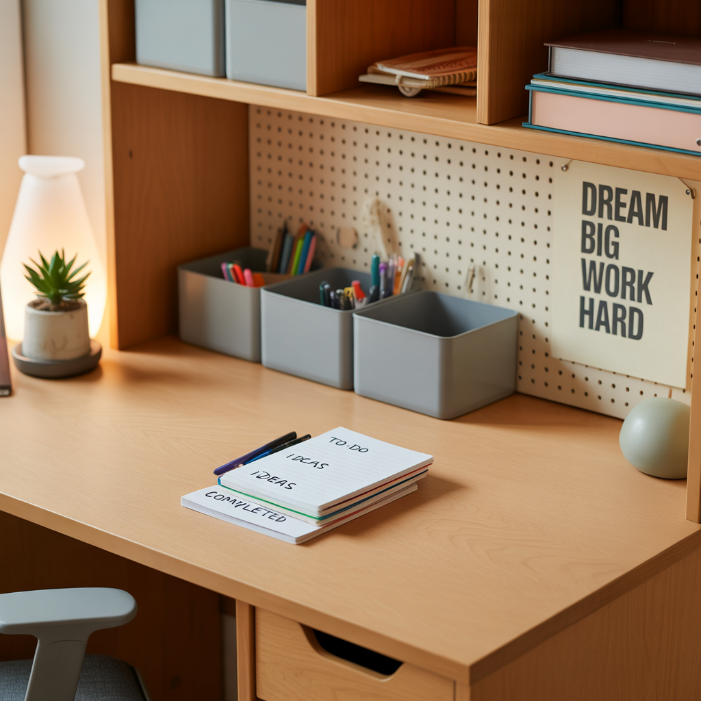dorm desk organization