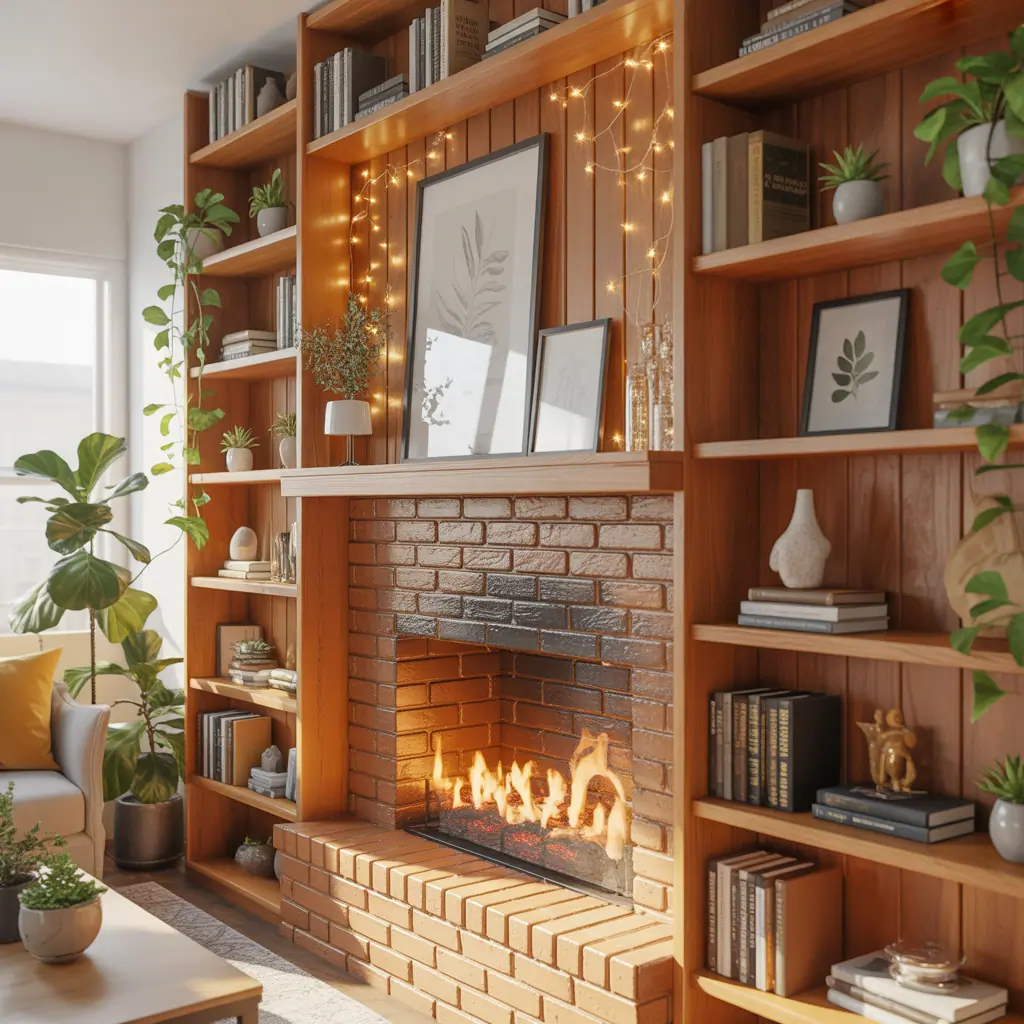 fireplace with shelves ideas