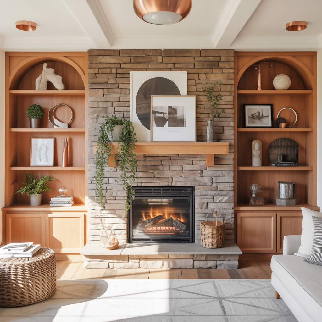 fireplace with shelves ideas