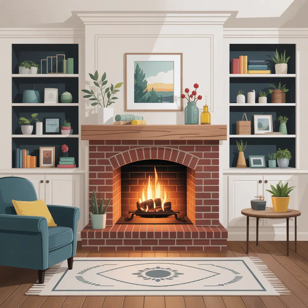 fireplace with shelves ideas