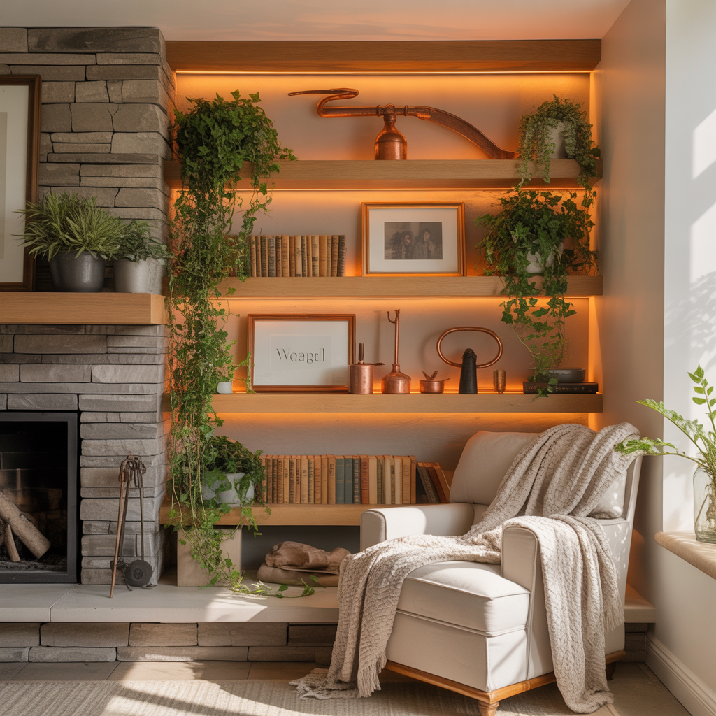 fireplace with shelves ideas