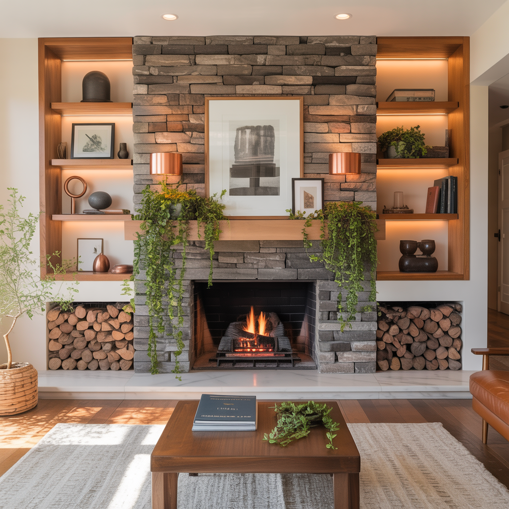 fireplace with shelves ideas