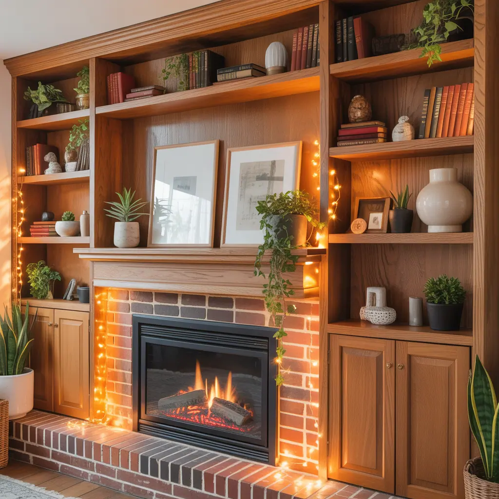 fireplace with shelves ideas