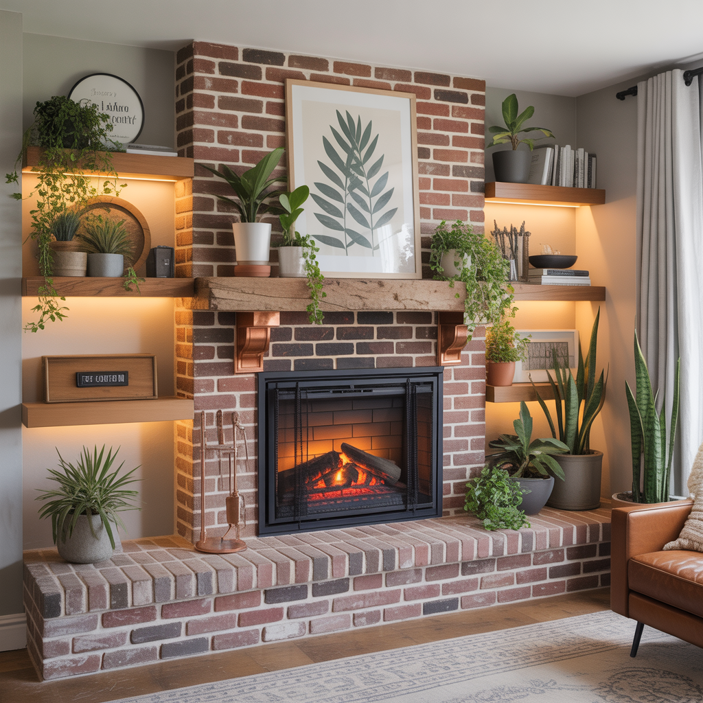 fireplace with shelves ideas