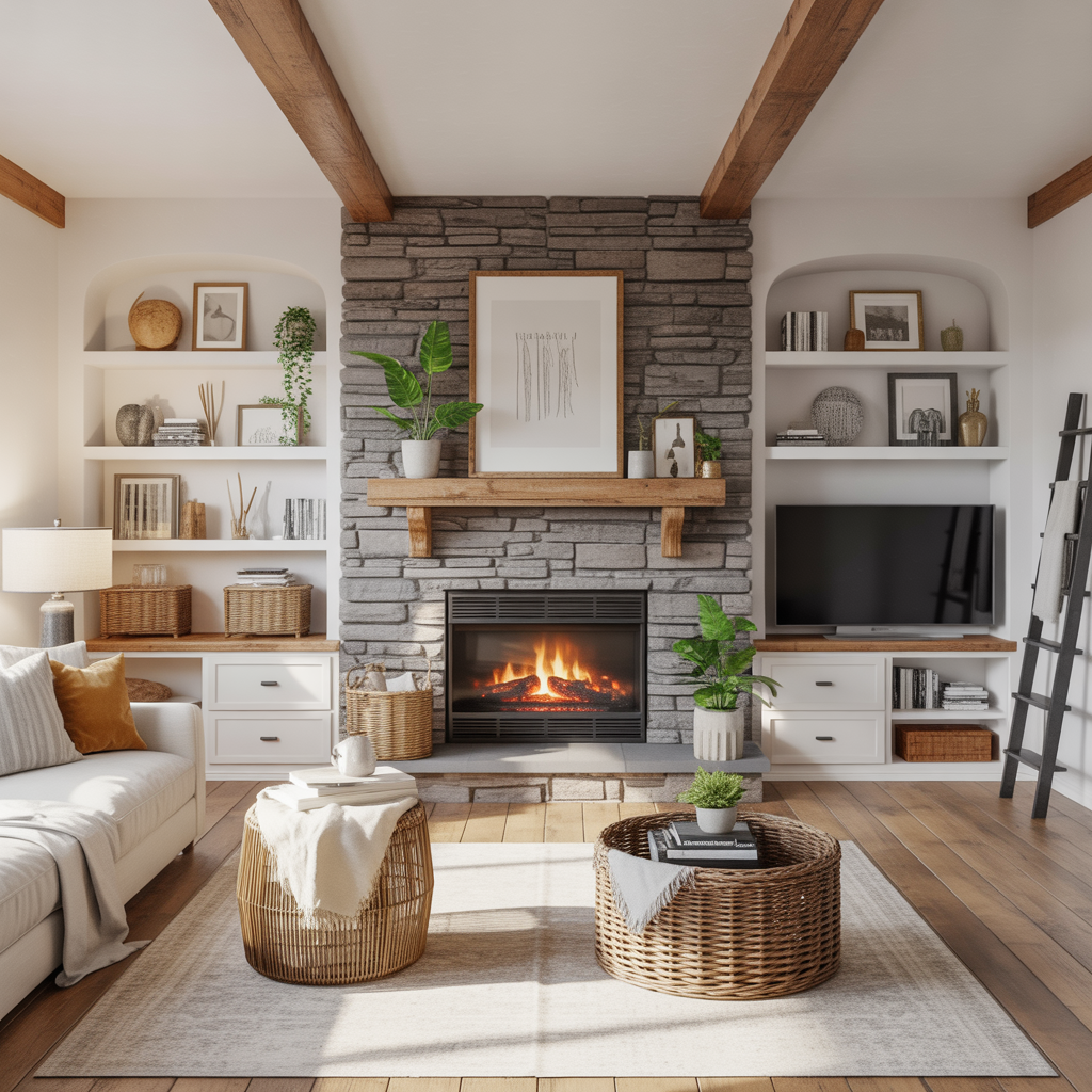 fireplace with shelves ideas