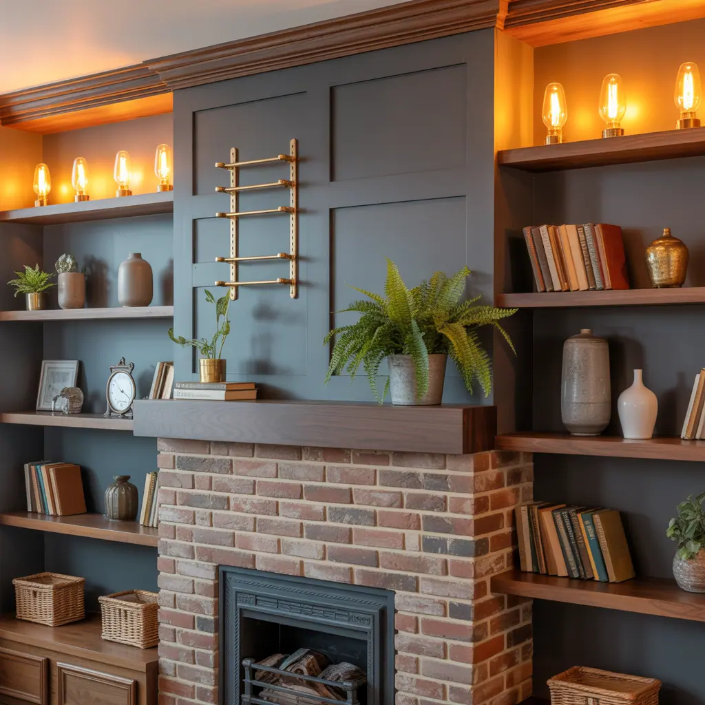 fireplace with shelves ideas