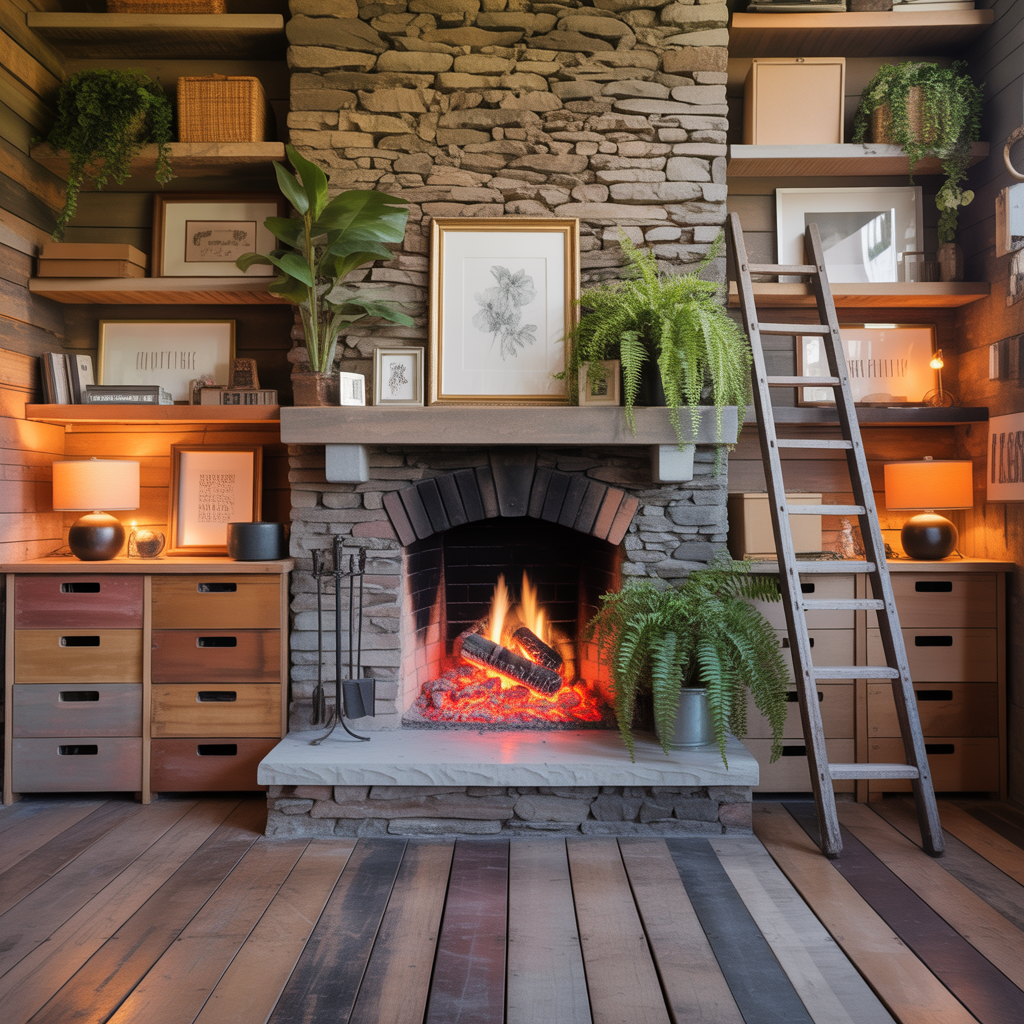 fireplace with shelves ideas