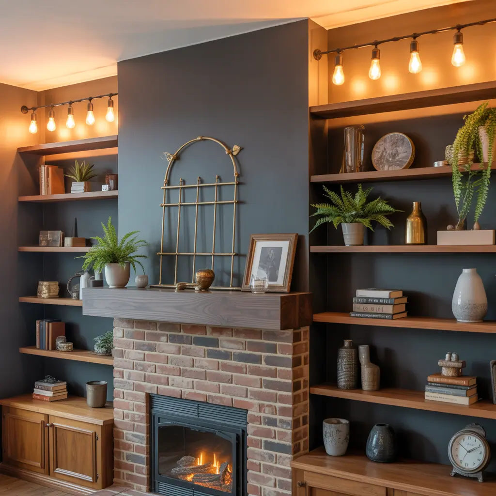 fireplace with shelves ideas