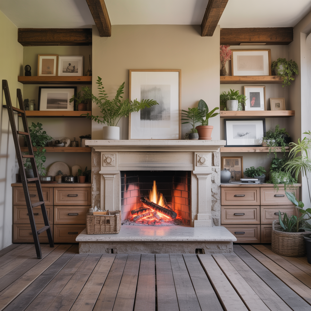 fireplace with shelves ideas