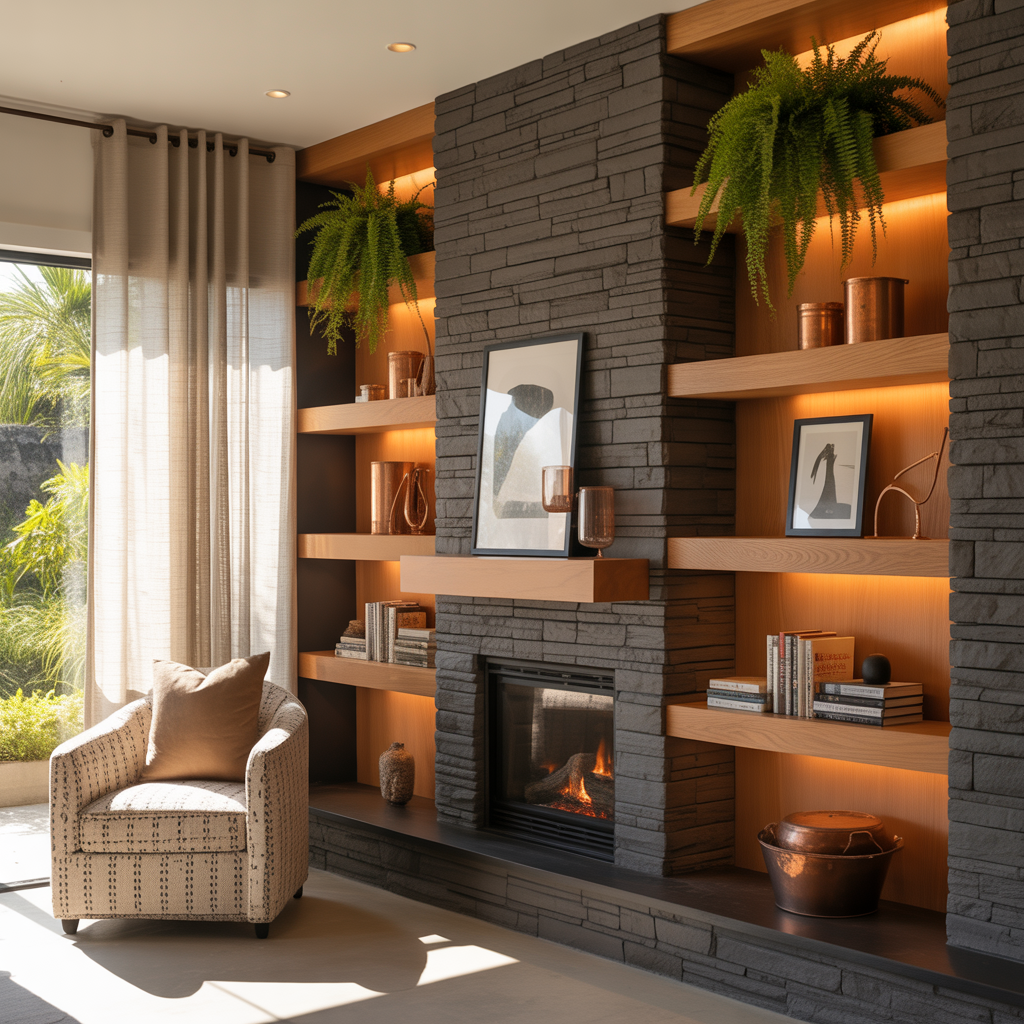 fireplace with shelves ideas