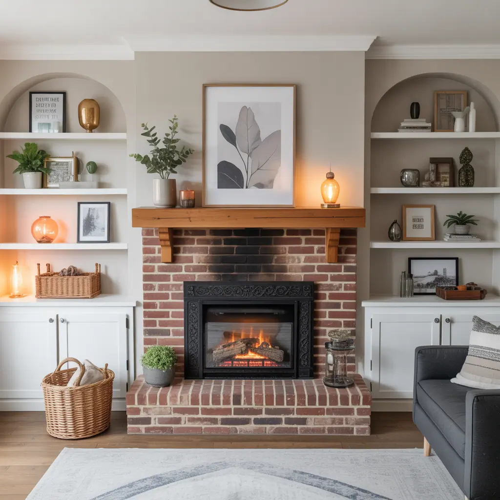 fireplace with shelves ideas
