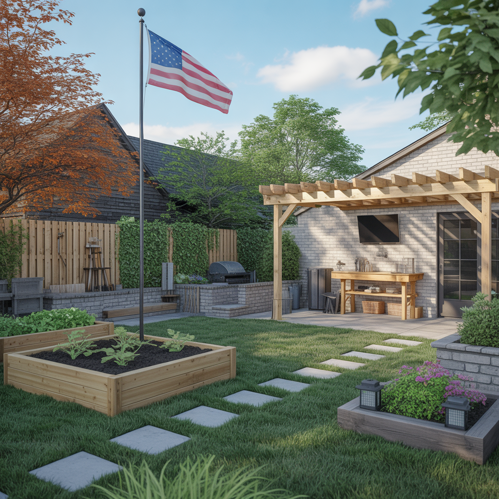 flag pole landscape ideas