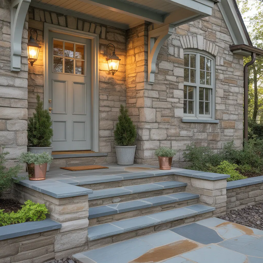 front porch entrance stone ideas