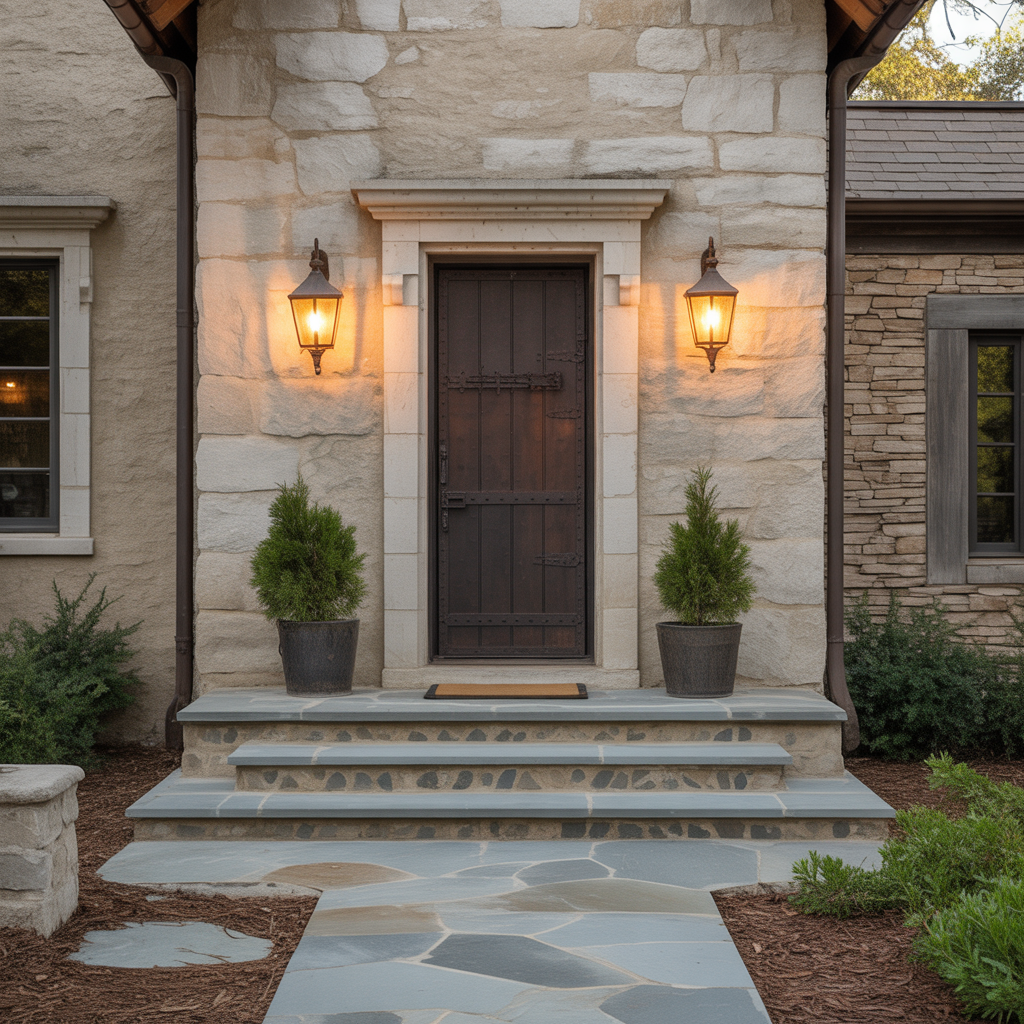 front porch entrance stone ideas