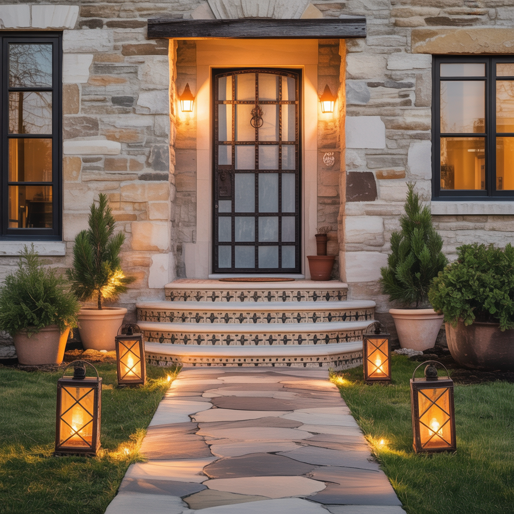 front porch entrance stone ideas