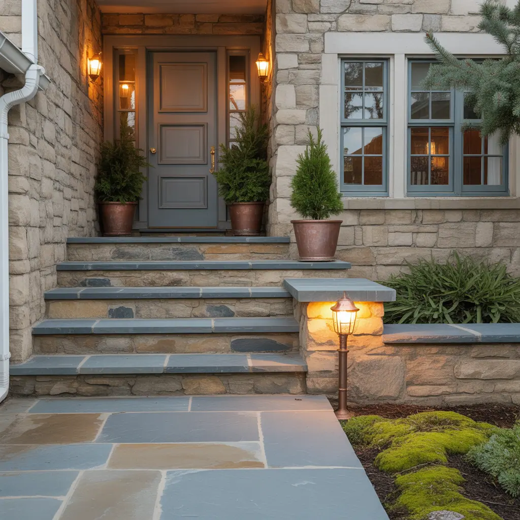 front porch entrance stone ideas