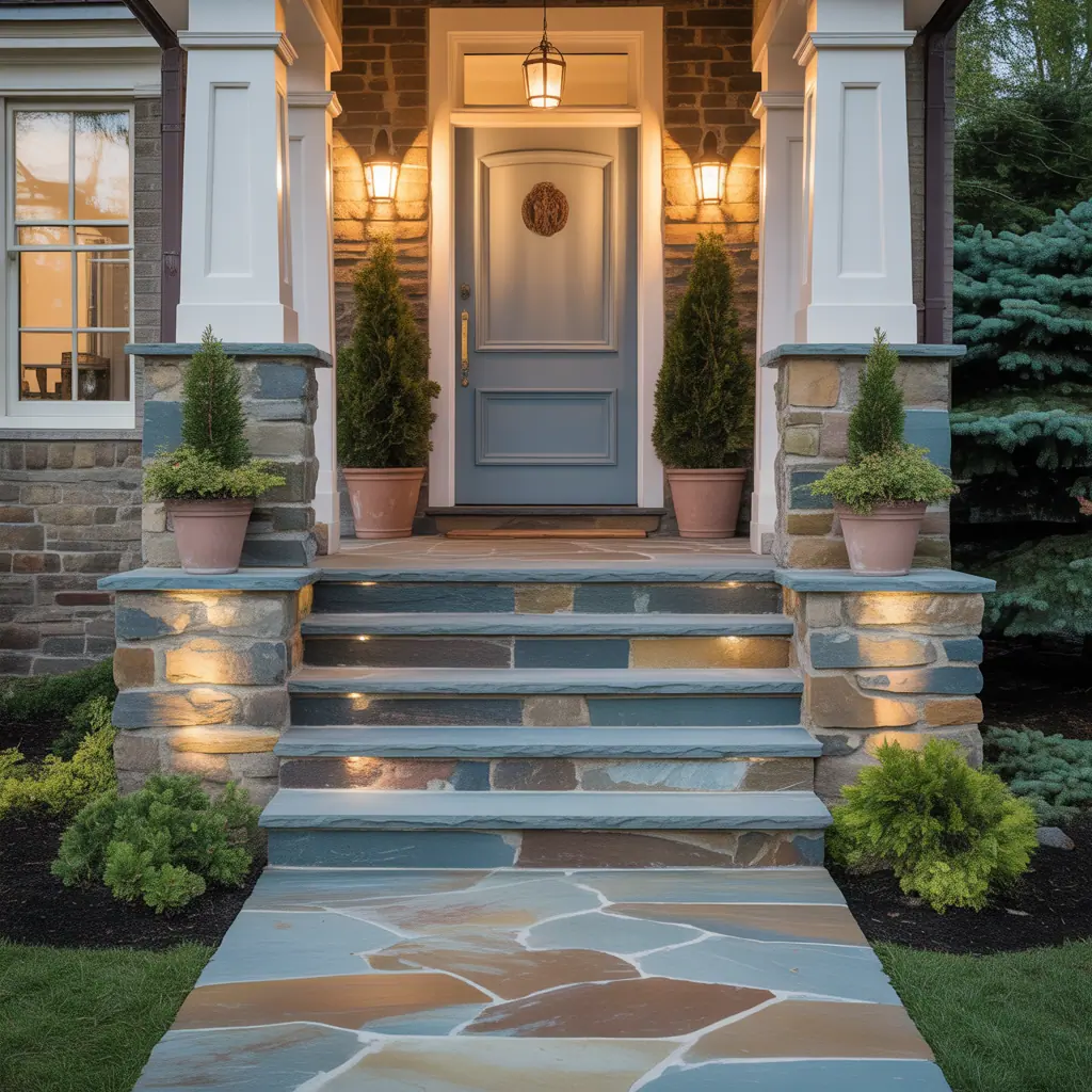 front porch entrance stone ideas