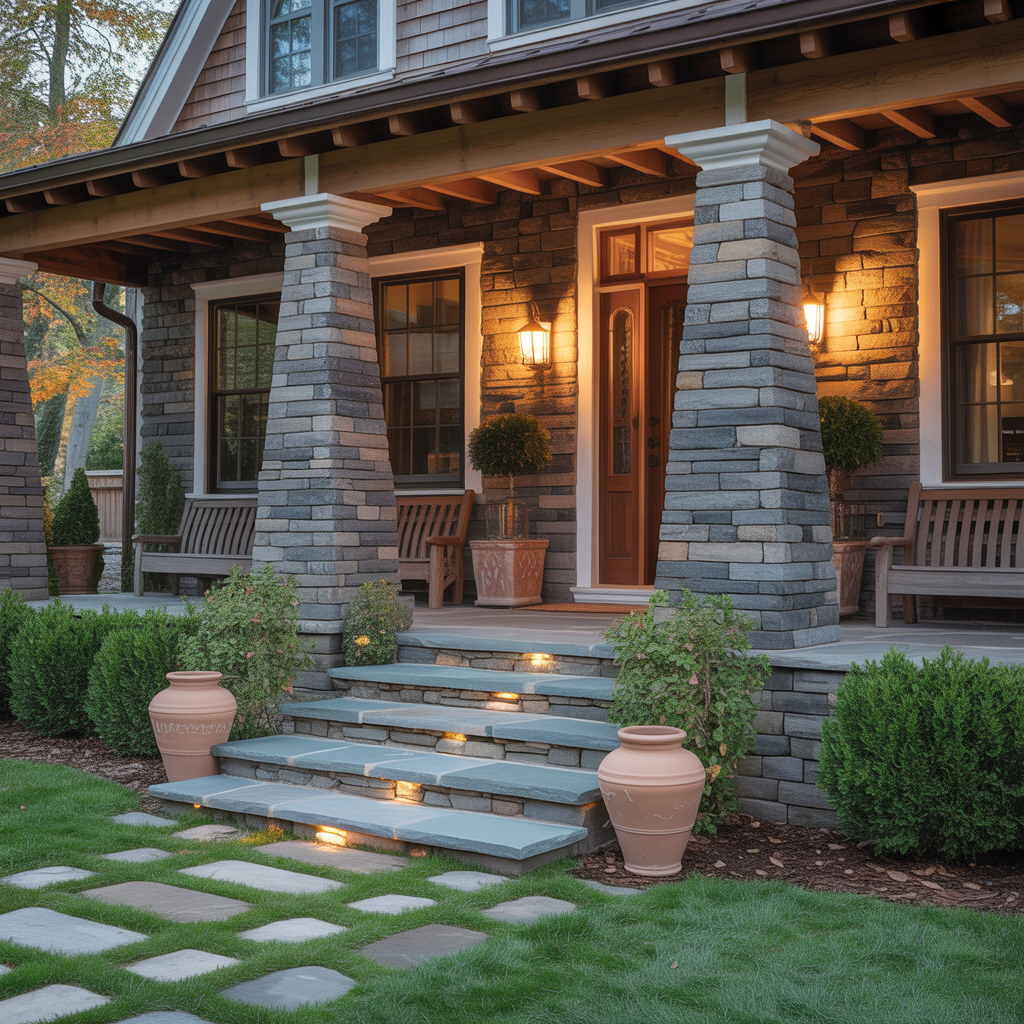 front porch entrance stone ideas