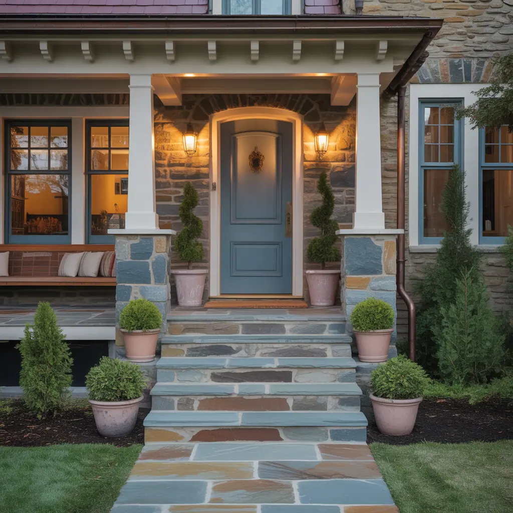 front porch entrance stone ideas
