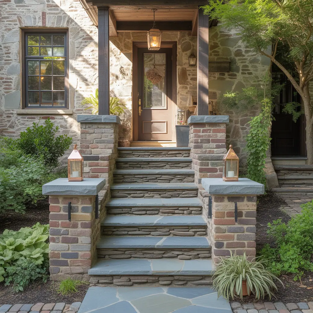 front porch entrance stone ideas