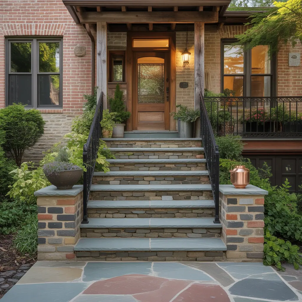 front porch entrance stone ideas