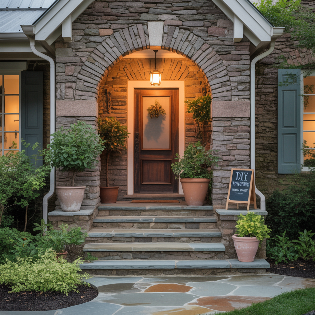 front porch entrance stone ideas