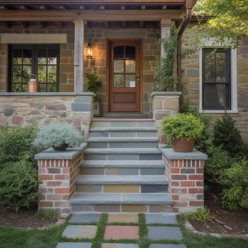 front porch entrance stone ideas