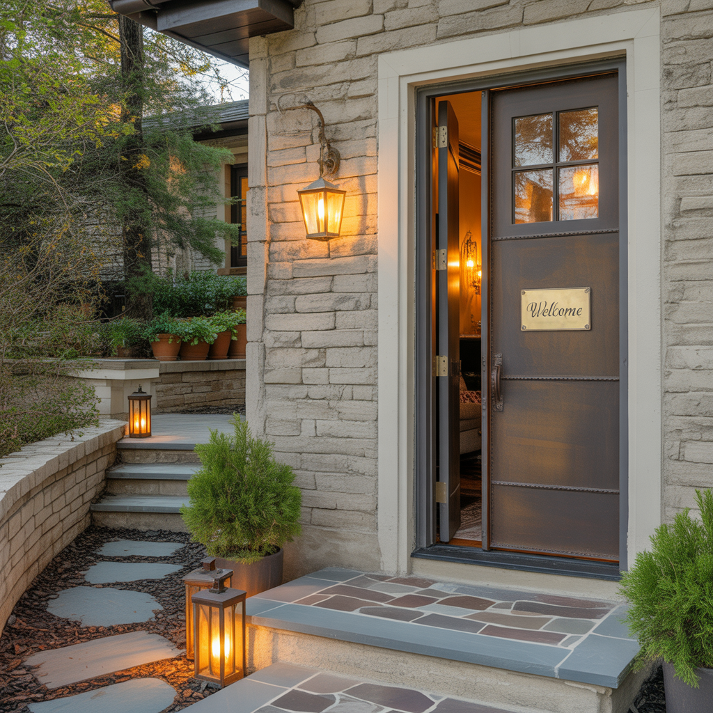 front porch entrance stone ideas