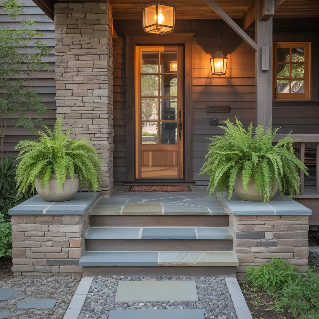 front porch entrance stone ideas