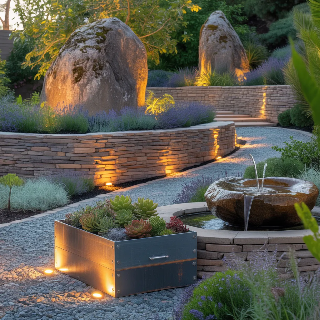 front yard landscaping with large rocks ideas