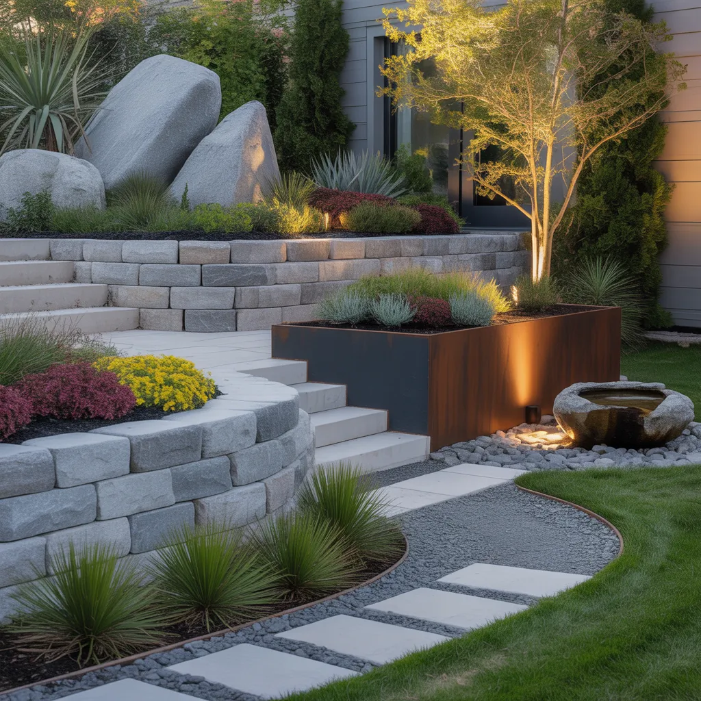 front yard landscaping with large rocks ideas