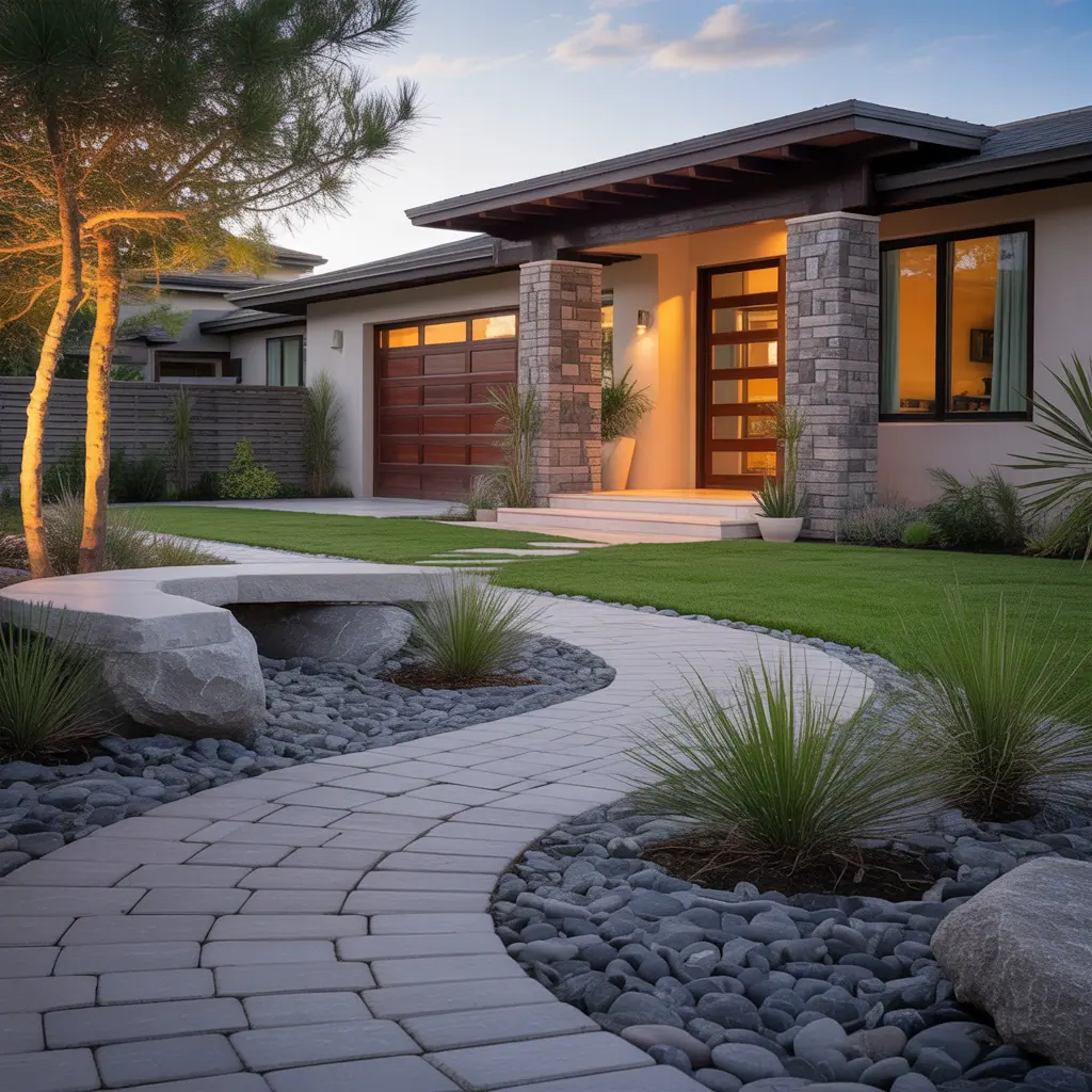 front yard landscaping with large rocks ideas