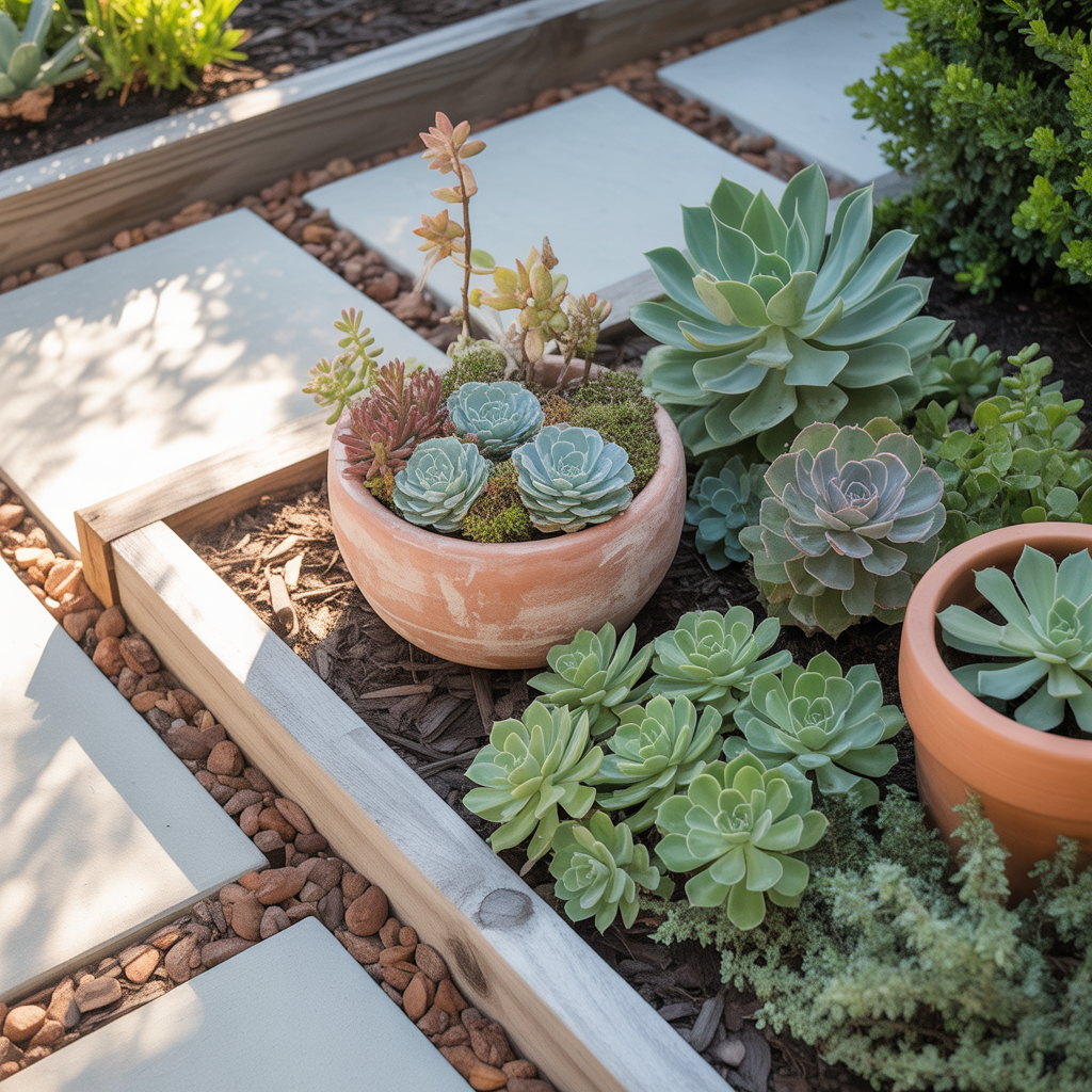 front yard succulent garden outdoor