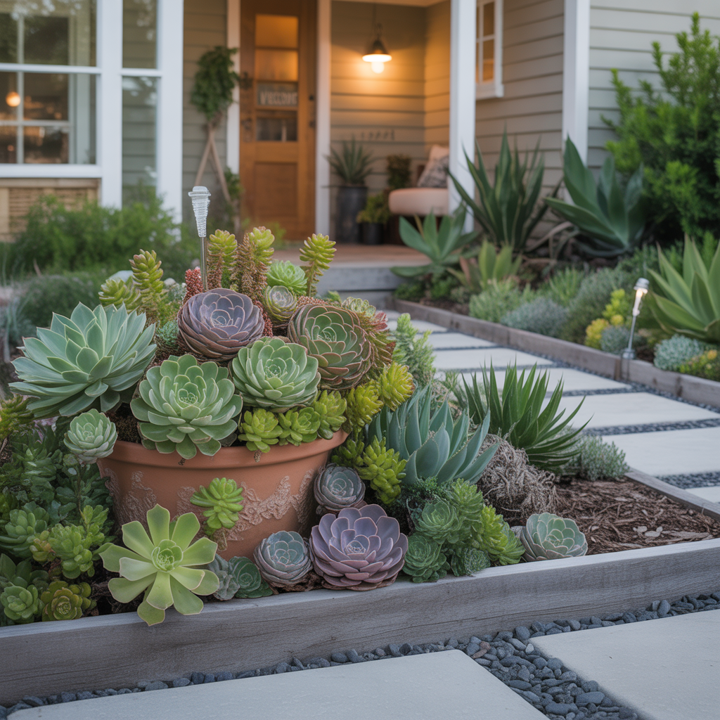 front yard succulent garden outdoor