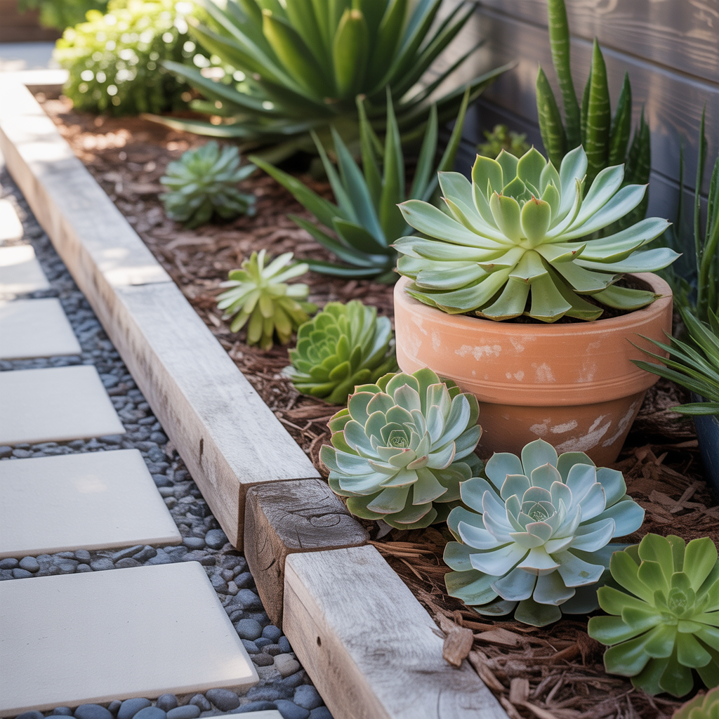 front yard succulent garden outdoor